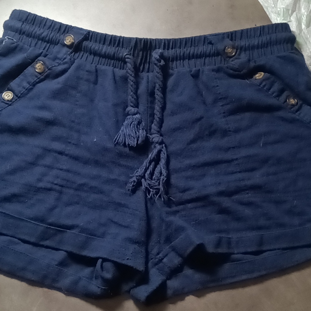 Dark blue stylish high waist soft shorts